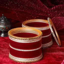 PANASH Set Of 38 Gold-plated AD-studded Chuda Bangles-image-10