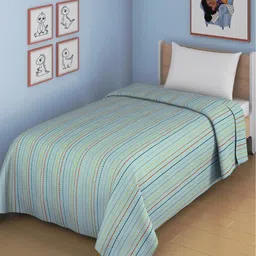 Smartsters Sea Green Striped Mild Winter 110 GSM Single Bed Dohar-image-8