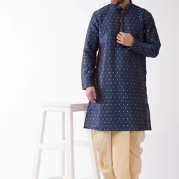VASTRAMAY Men Woven Design Regular Kurta with Dhoti Pants-picture-50