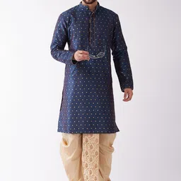 VASTRAMAY Men Woven Design Regular Kurta with Dhoti Pants-picture-7