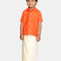 Sethukrishna Boys Ethnic Shirt with Readymade Veshti Clothing Set-21