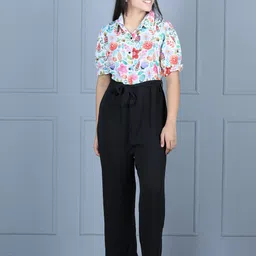 StyleStone Girls White & Black Printed Basic Jumpsuit-image-76