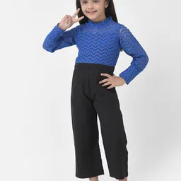 Eavan Kids Girls Floral Self Design Lace Basic Jumpsuit-image-68