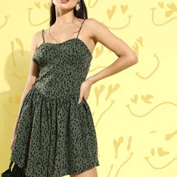 STREET 9 Olive Green & Black Printed Jumpsuit-image-19