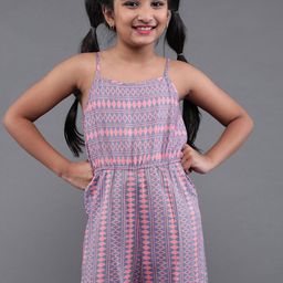 Aks Kids Girls Geometric Printed Shoulder Straps Playsuit-image-19