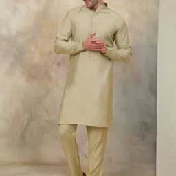 Jompers Mandarin Collar Regular Straight Kurta with Trousers-picture-43