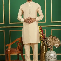 Jompers Band Collar Long Sleeves Regular Kurta with Pyjamas-picture-7