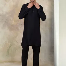 Jompers Mandarin Collar Regular Straight Kurta with Pyjamas-picture-46