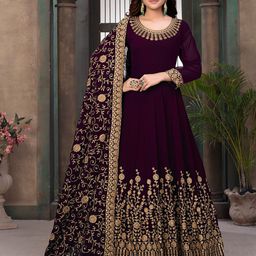 ODETTE Floral Embroidered Silk Georgette Semi Stitched Kurta Set-image-52