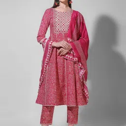 Berrylicious Ethnic Motifs Printed Mirror Work Anarkali Kurta with Trousers & Dupatta-picture-29