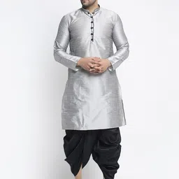 Benstoke Men Grey Kurta with Dhoti Pants-image-35