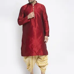 Benstoke Men Maroon Kurta with Dhoti Pants-image-33