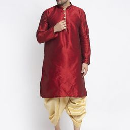 Benstoke Men Maroon Kurta with Dhoti Pants-image-35