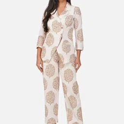 Stitchinc Printed Shirt Collar Coat With Trousers Co-Ords Set-picture-14