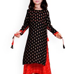 BAESD Girls Ethnic Motifs Embroidered Thread Work Kurta With Skirt-picture-26