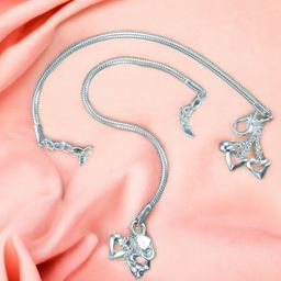 Taraash Girls Set Of 2 925 Sterling Silver Silver-Plated Anklets-image-38