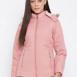 Spirit Women Peach-Coloured Windcheater Longline Puffer Jacket-picture-32