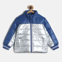 MINI KLUB Boys Blue & Silver-Toned Colourblocked Lightweight Padded Jacket-picture-54