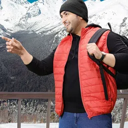 Sztori Plus Size Men Solid Sleeveless Padded Jacket-24