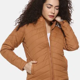 Campus Sutra Women Brown Crop Padded Jacket-image-42