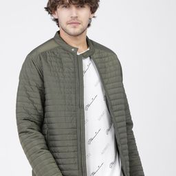 HIGHLANDER Men Green Striped Padded Jacket-39