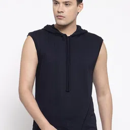 Friskers Men Navy Blue Pure Cotton Hooded T-shirt-picture-10
