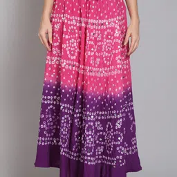 SOUNDARYA Pink & Purple Tie & Dye Bandhani Printed Flared Maxi Skirt-picture-9