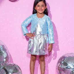 LIL DRAMA Girls Barbie Round Neck Top with Skirt-image-6