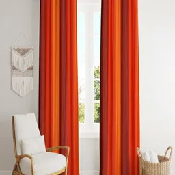 Aura Orange Coloured & Rust 2 Pieces Room Darkening Window Curtain-22