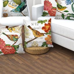 AEROHAVEN Set of 5 White & Red Floral Square Cushion Covers-2