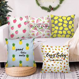 AEROHAVEN Multicoloured Set of 5 Quirky Square Cushion Covers-1