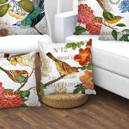 AEROHAVEN White & Red Set of 5 Floral Square Cushion Covers-15
