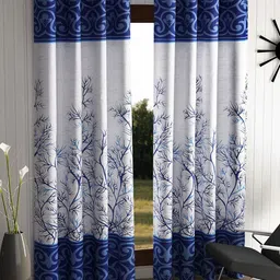 Home Sizzler Blue & White Set of 2 Floral Door Curtain-image-99