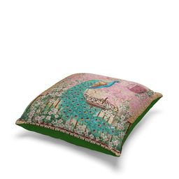 BIANCA Turquoise Blue & Pink Set of 2 Abstract Square Cushion Covers image 1