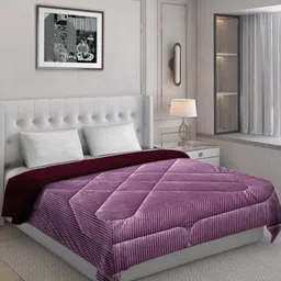 KLOTTHE Purple & Maroon Self Design Wool 950 GSM Heavy Winter Double Bed Quilt-picture-45