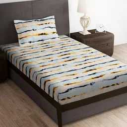 Story@home Cream-Coloured 180 TC Single Bedsheet with 1 Pillow Cover-image-52