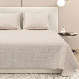 DREAM WEAVERZ Beige 220 TC King Bedsheet with 2 Pillow Covers-image-14