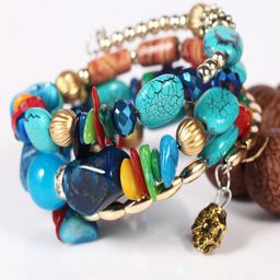 Shining Diva Fashion Women Multicoloured Artificial Stones Multistrand Bracelet-image-54