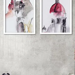 Art Street Set of 2 White Art Prints Historical Building Theme Wall Art-image-87