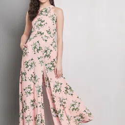 emeros Floral Printed Halter Neck Tie-up Back Flared Basic Jumpsuit-picture-25