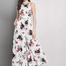 emeros Floral Printed Halter Neck Sleeveless Basic Jumpsuit-picture-10