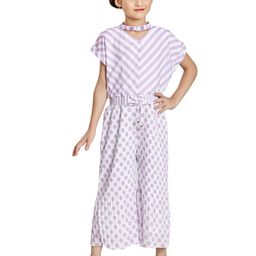 Peppermint Girls Purple & White Printed Basic Jumpsuit-image-55