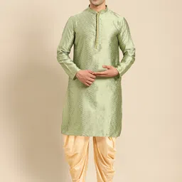 Amodh by Kisah Men Olive Green Kurta with Dhoti Pants-image-75