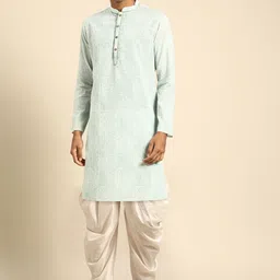 Amodh by Kisah Men Green Printed Kurta with Dhoti Pant-picture-8