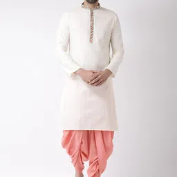 KISAH Men Floral Yoke Design Kurta with Dhoti Pants Set-44