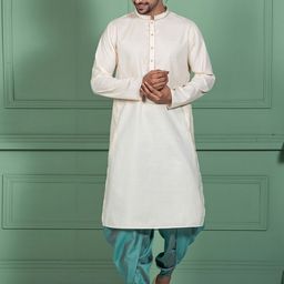 KISAH Men Mandarin Collar Long Sleeves Kurta & Dhoti Pants Set-47