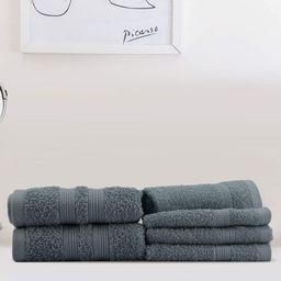 LUSH & BEYOND Blue 6 Pieces Cotton 500 GSM Towel Set-image-77