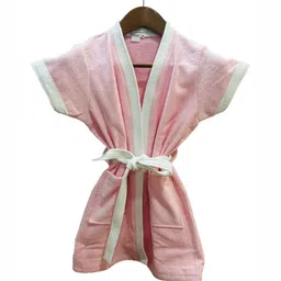 GAB Kids Pink & White Bath Robe With 2 Front Pockets-image-13