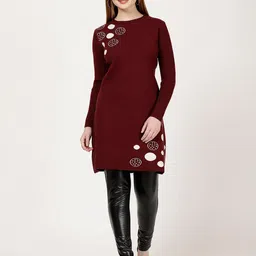 FUTURO Geometric Printed Round Neck Longline Pullover Sweater-picture-4