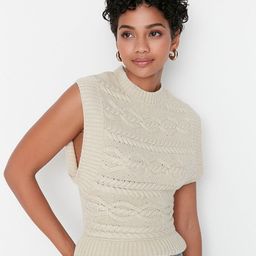 Trendyol Women Grey Sweater Vest-image-14